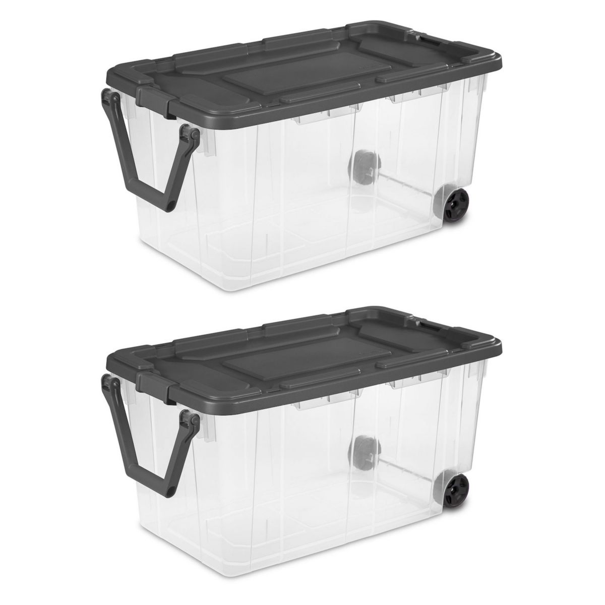 Sterilite 160 Qt Latching Stackable Wheeled Storage Box Container w/ Lid, 2 Pack Sterilite