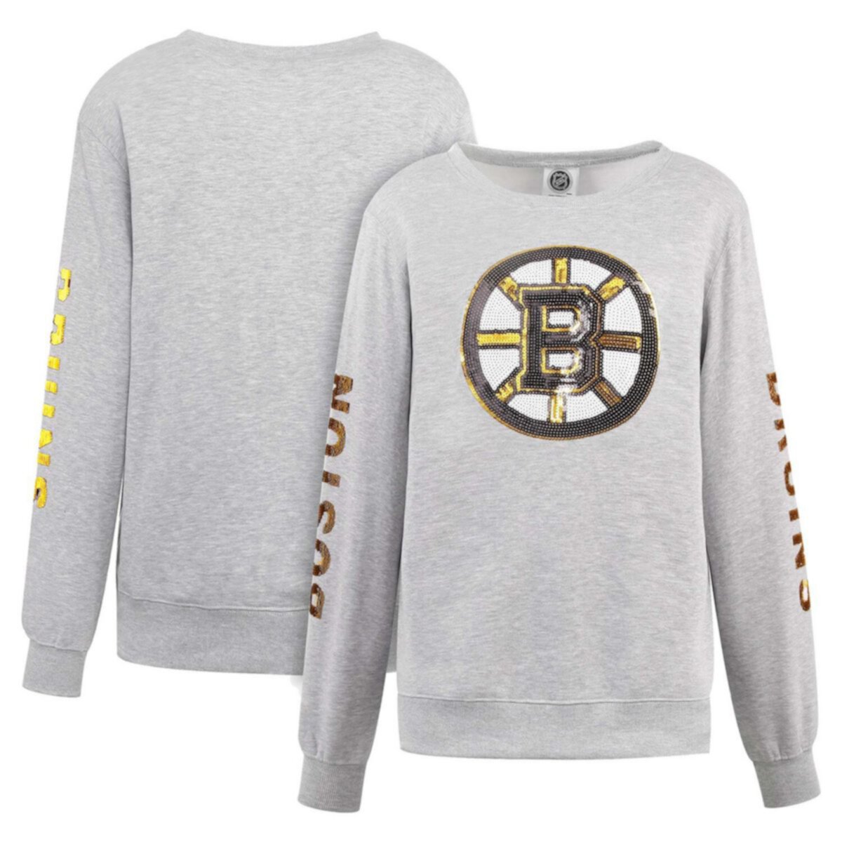 Женский серый пуловер с пайетками Cuce Heather Boston Bruins Cuce