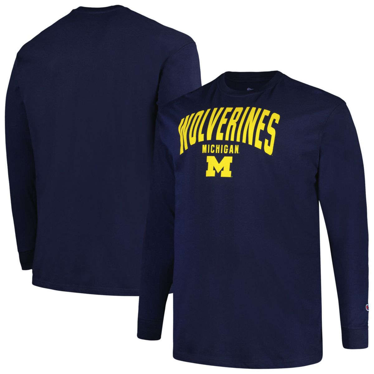 Мужская Футболка Champion Michigan Wolverines Big & Tall Arch Long Sleeve Champion