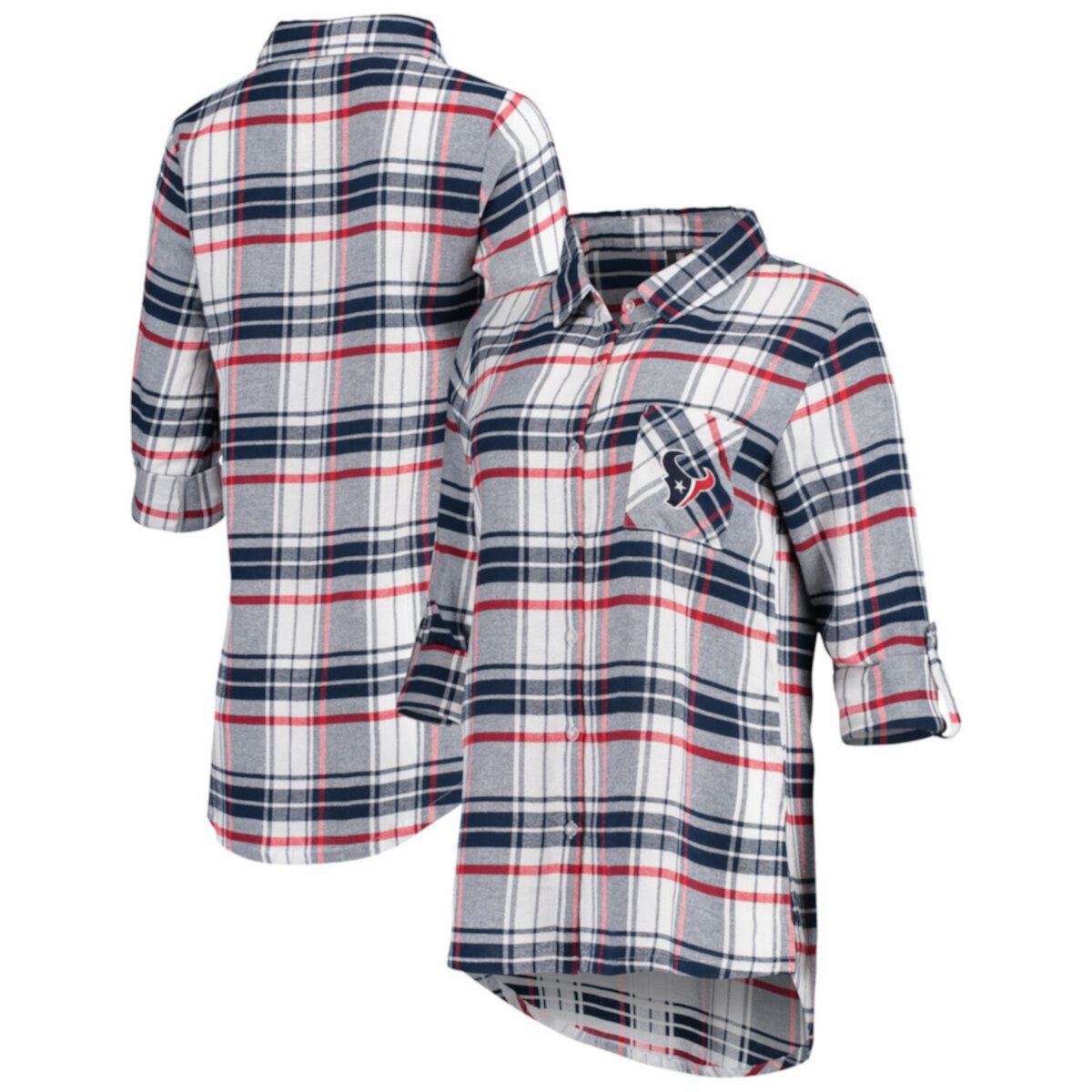 Женская спортивная темно-синяя/красная ночная рубашка на пуговицах Houston Texans Accolade Flannel с длинными рукавами Unbranded