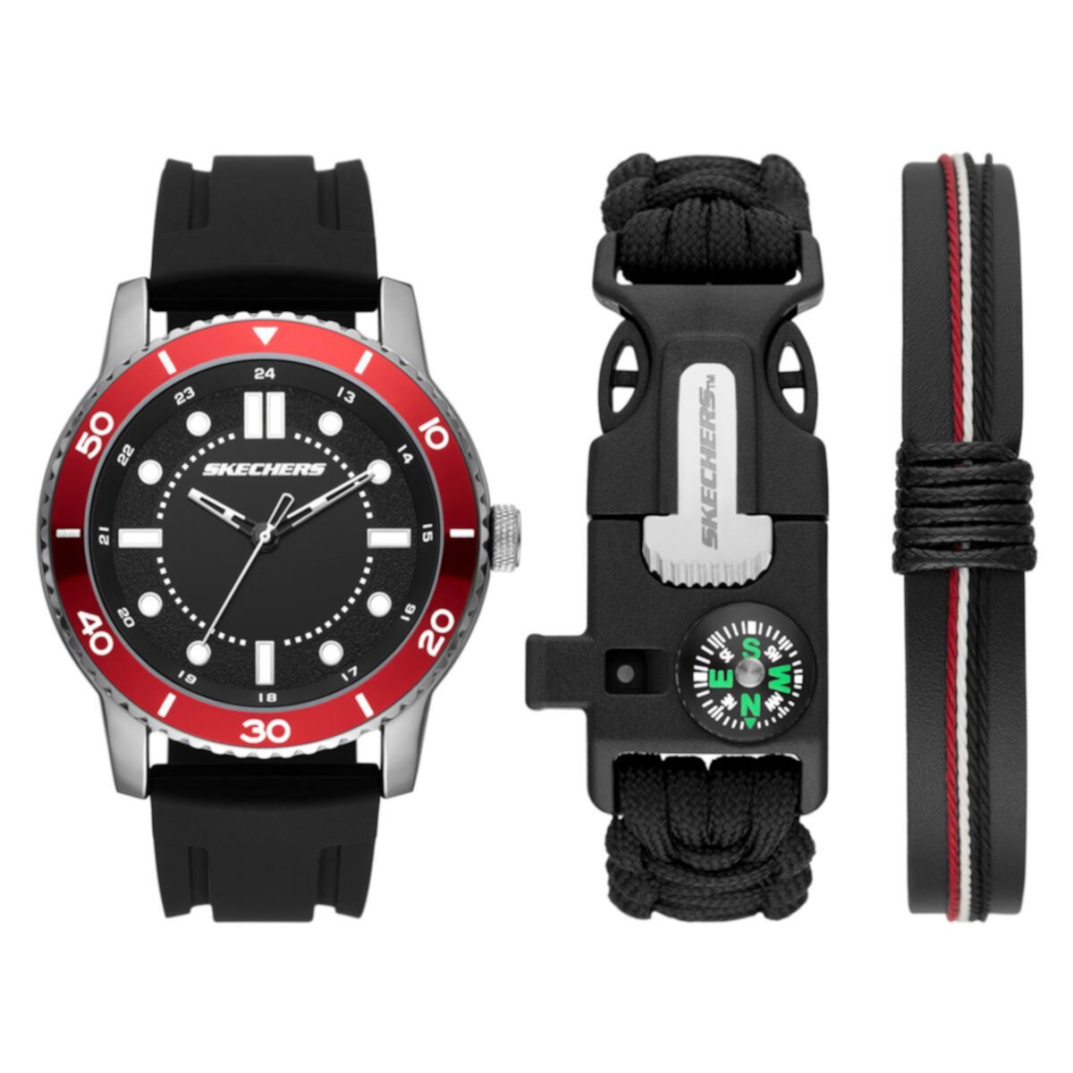 Skechers® Мужские черные силиконовые часы и браслет SKECHERS
