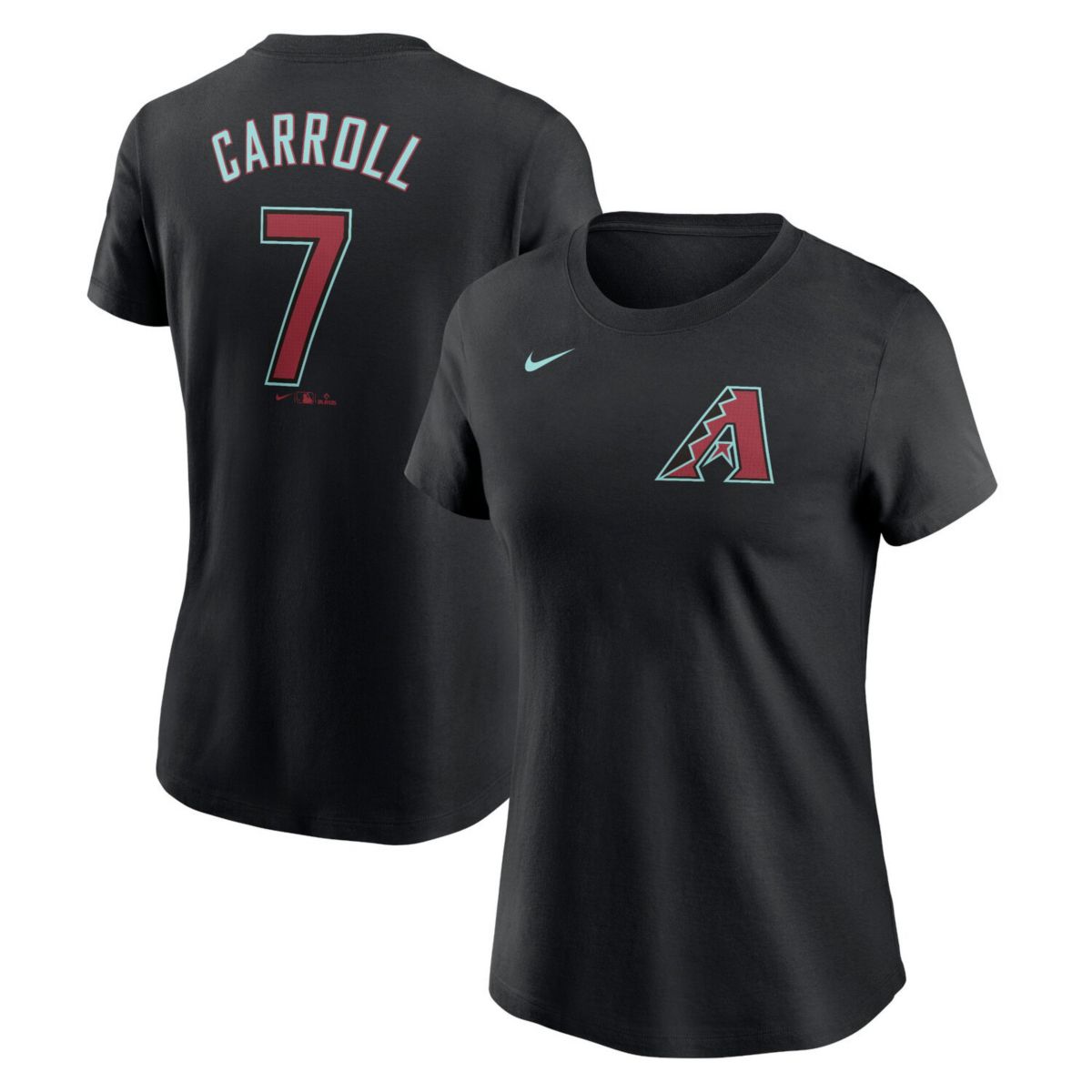 Женская Футболка Nike Corbin Carroll Черная Arizona Diamondbacks 2024 Fuse Name & Number Nike