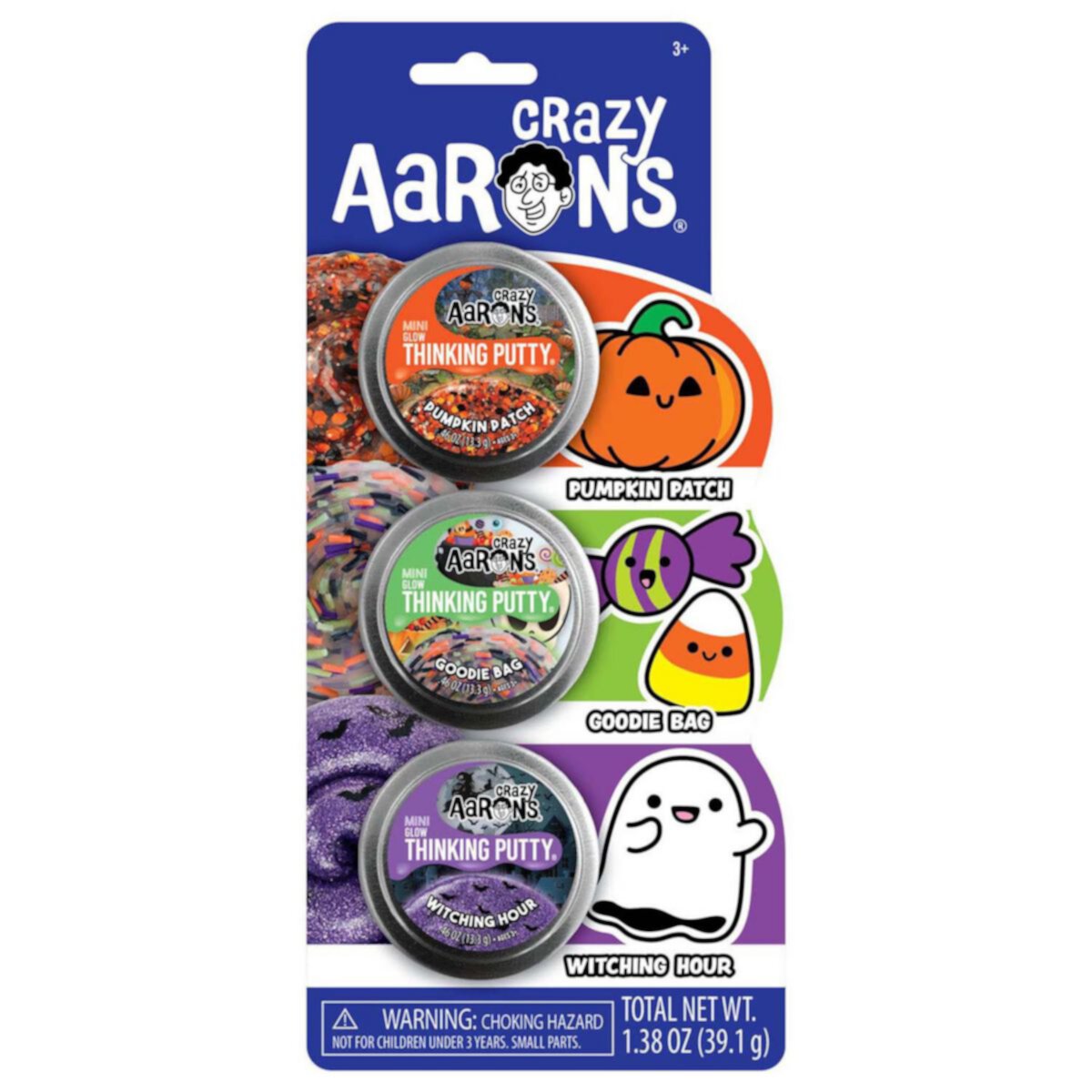 Crazy Aarons 3-Pack Halloween Thinking Putty Fidget Mini Tins Crazy Aarons