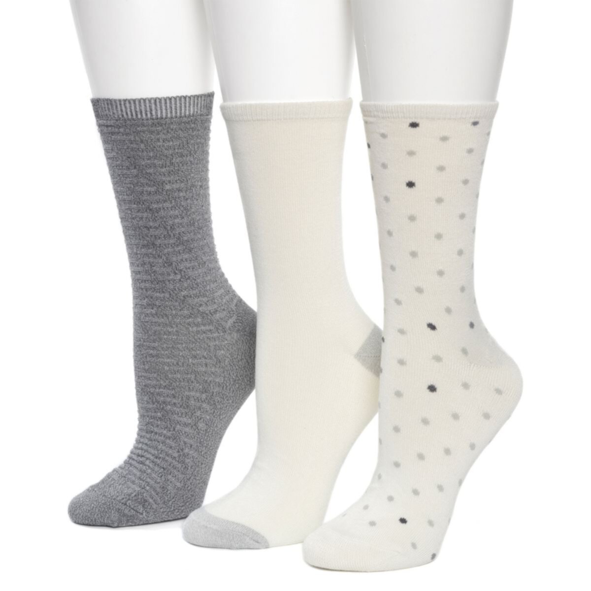 Женские носки Cuddl Duds® с плюшевым наполнителем, комплект из 3 мини-носков диагонального переплетения в горошек Cuddl Duds