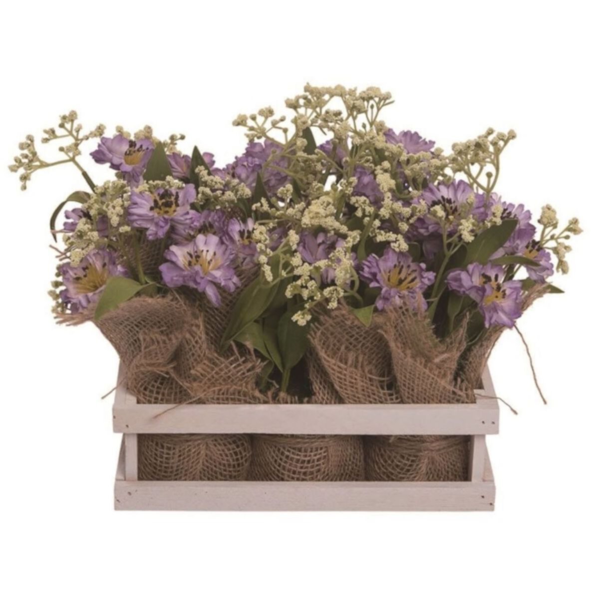 9&#34; Lavender and White Artificial Easter Flowers in Crate Contemporary Home Living