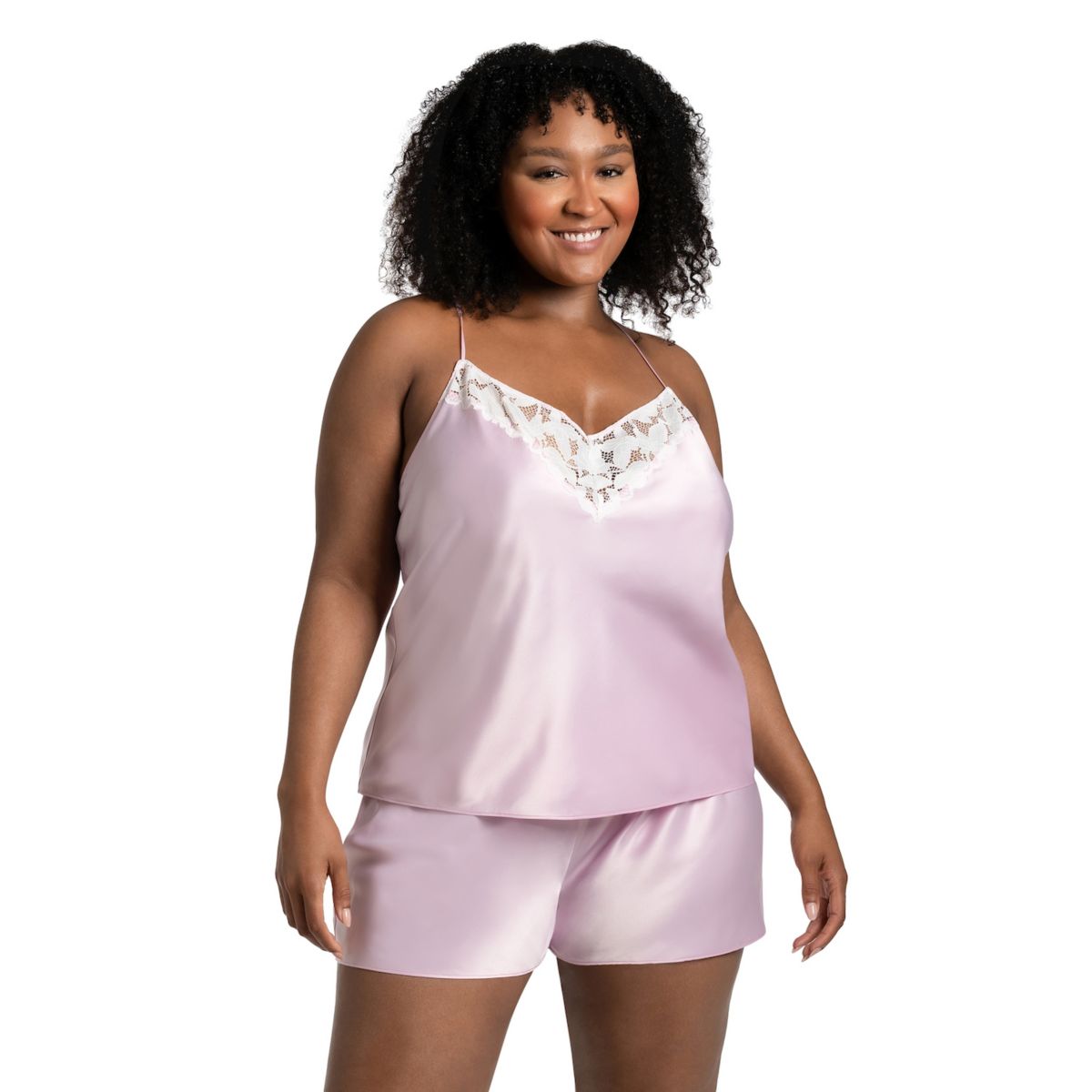 Plus Size Lilac+London 2-pc. Satin Pajama Cami & Pajama Shorts Sleep Set Lilac+London