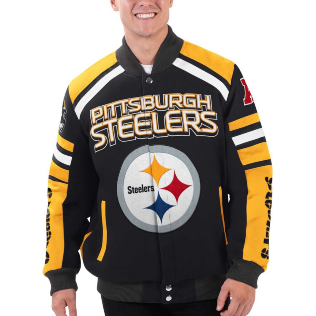 Мужская Повседневная куртка G-III Sports by Carl Banks Черная Pittsburgh Steelers Power Forward Racing In The Style