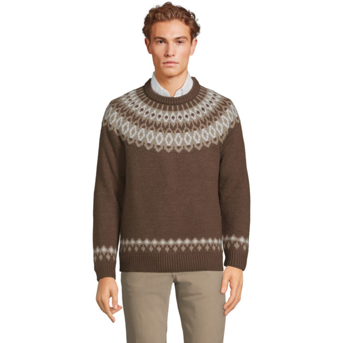 Мужской Свитер Lands' End Fairisle Yoke Crewneck Lands' End