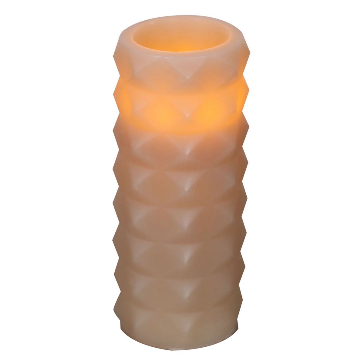 Mikasa Taupe Embossed LED Wax Pillar Candle MIKASA