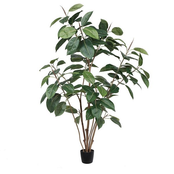 Vickerman Potted Artificial Green Rubber Tree Floor Decor Vickerman