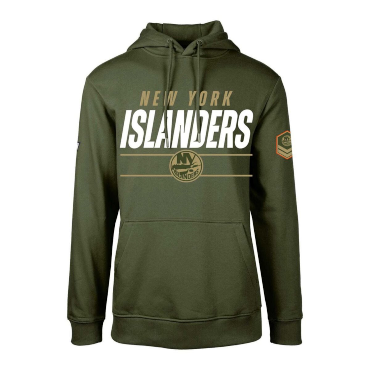 Мужская оливковая флисовая пуловер с капюшоном New York Islanders Podium LevelWear