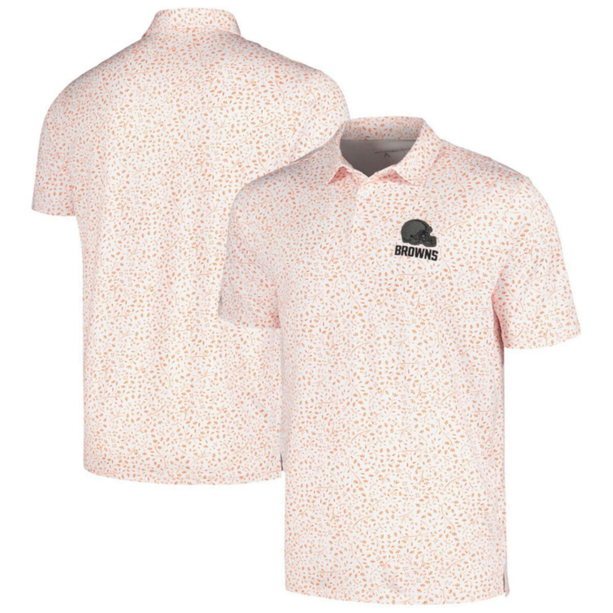 Мужская рубашка-поло Antigua белого/оранжевого цвета Cleveland Browns Motion Antigua