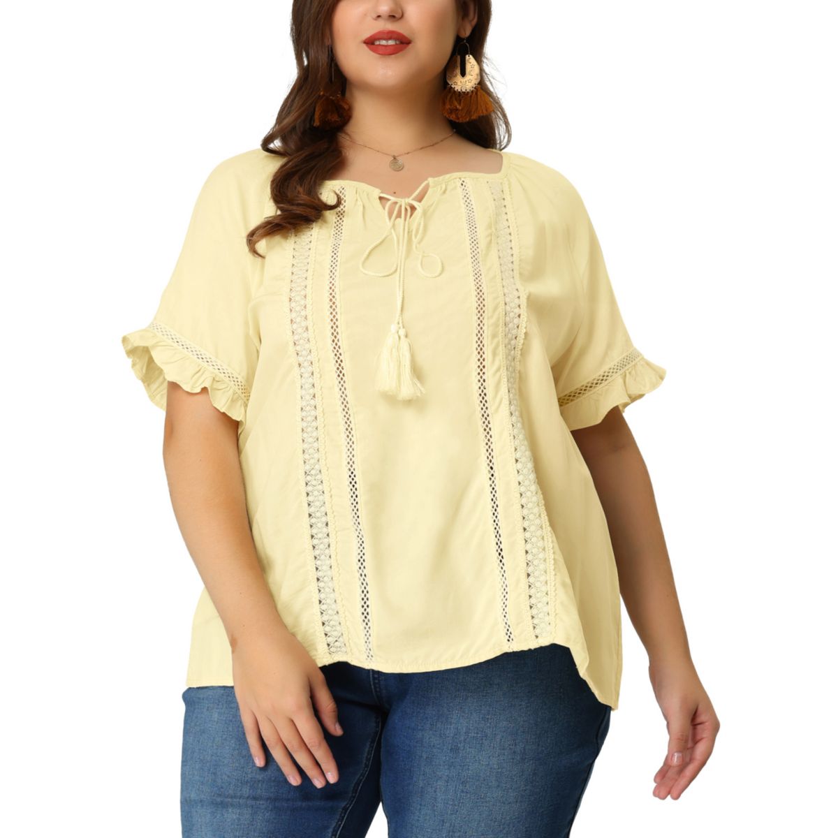 Женская летняя блузка с короткими рукавами и рюшами больших размеров Agnes Orinda