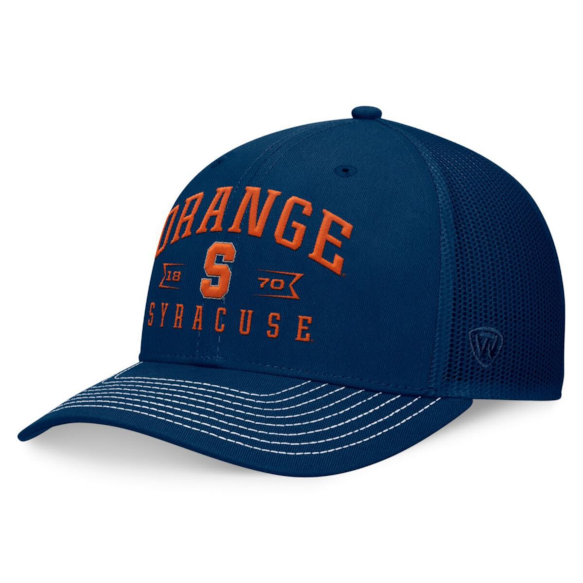 Мужская регулируемая шляпа Top of the World Navy Syracuse Orange Carson Trucker Top of the World