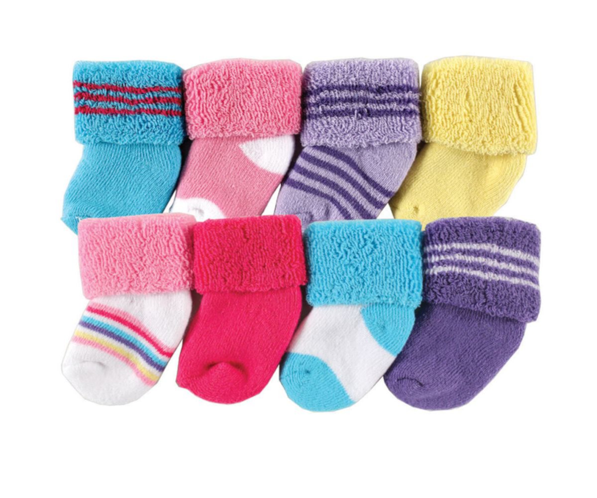 Махровые носки Luvable Friends для новорожденных девочек и малышей, розово-фиолетовые Luvable Friends