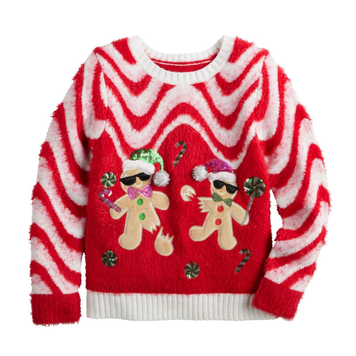 Рождественский свитер с круглым вырезом и пряничным узором для девочек 4–20 градусов, 33 градуса, стандартного и большого размера 33 Degrees