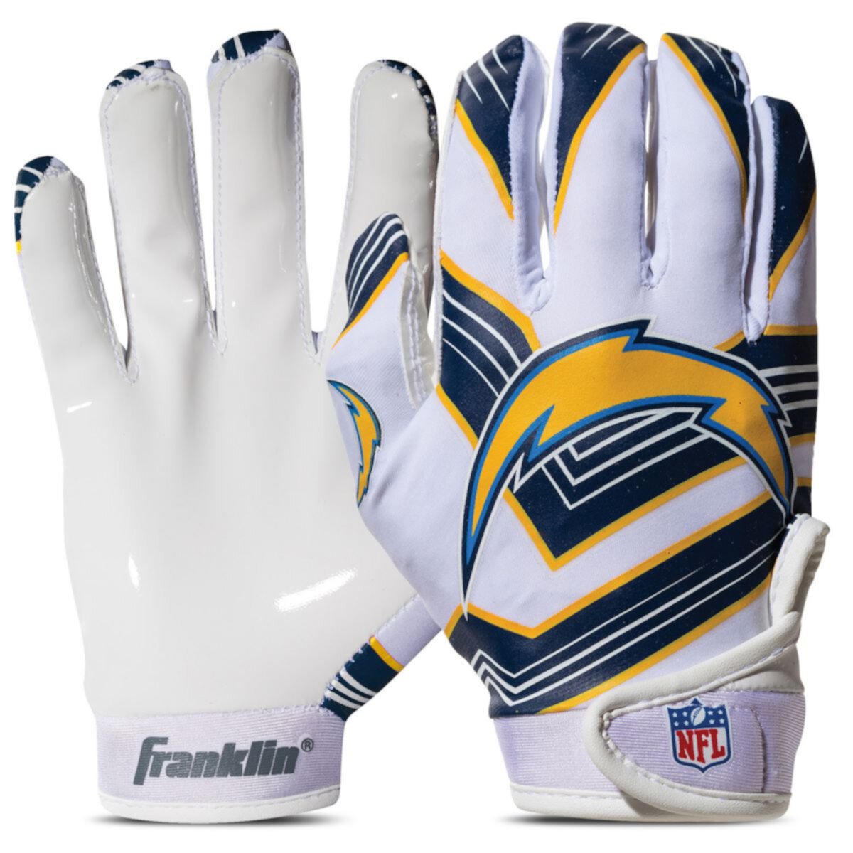Футбольные перчатки Franklin Sports Los Angeles Chargers Молодежные футбольные перчатки НФЛ Franklin Sports