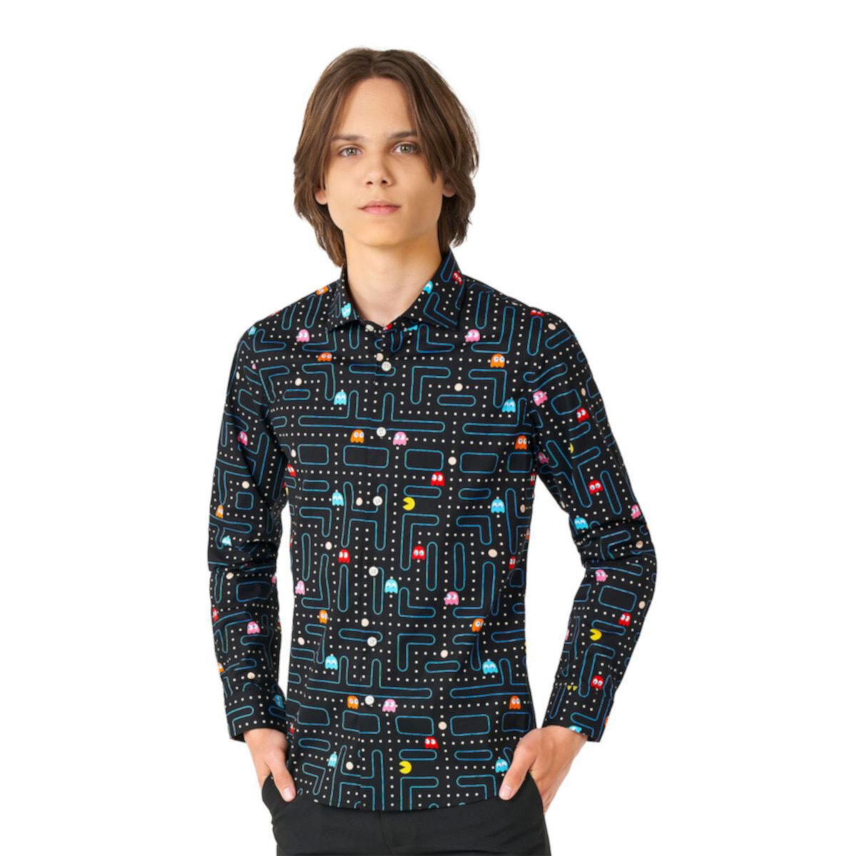 Рубашка на пуговицах с принтом OppoSuits Pac-Man для мальчиков 10–16 лет OppoSuits