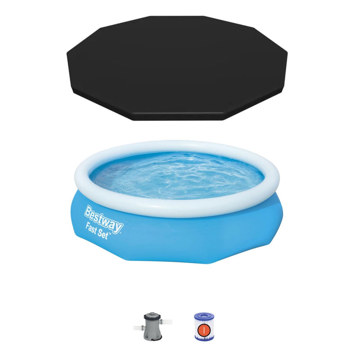 Bestway 10' x 30&#34; Fast Set Inflatable Above Ground Pool w/ Filter Pump & Cover Bestway