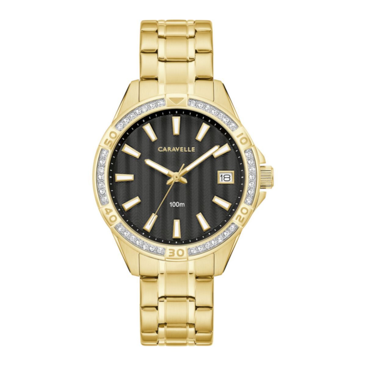 Женские часы Caravelle by Bulova Aqualuxx Crystal Accent с золотистым браслетом - 44M116 Caravelle