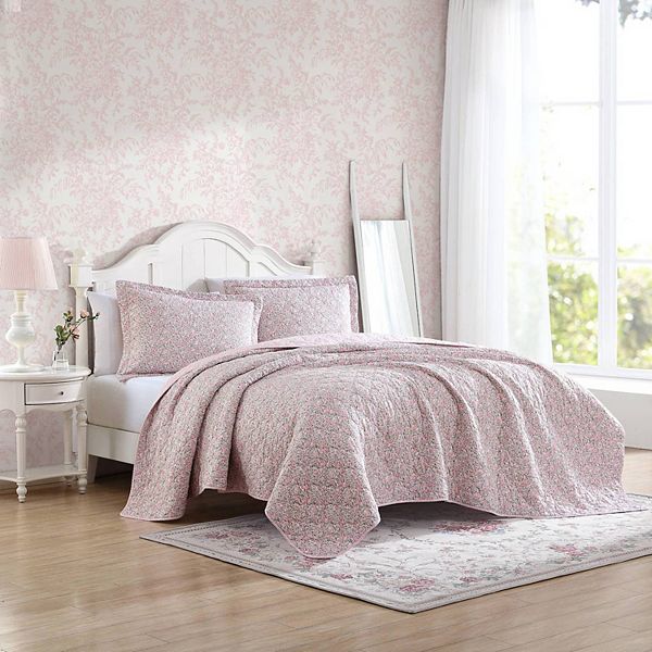 Розовый комплект стеганого одеяла и наволочек Loveston Laura Ashley