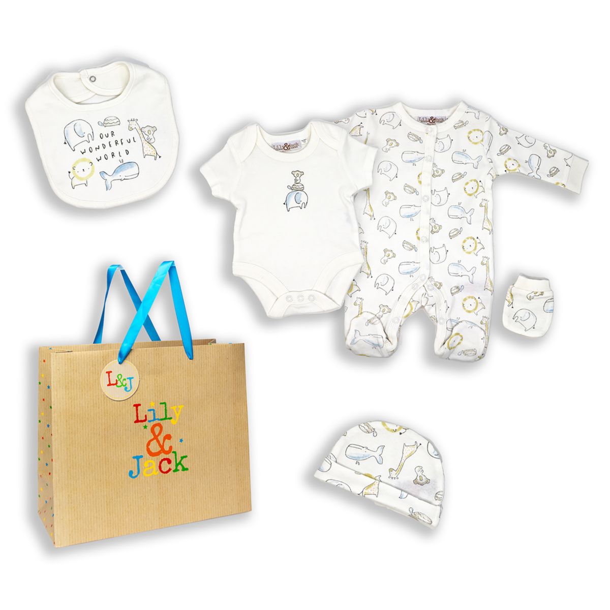 Подарочный набор «Наш чудесный мир» для мальчиков и девочек из 5 предметов в сетчатой сумке Rock A Bye Baby Boutique