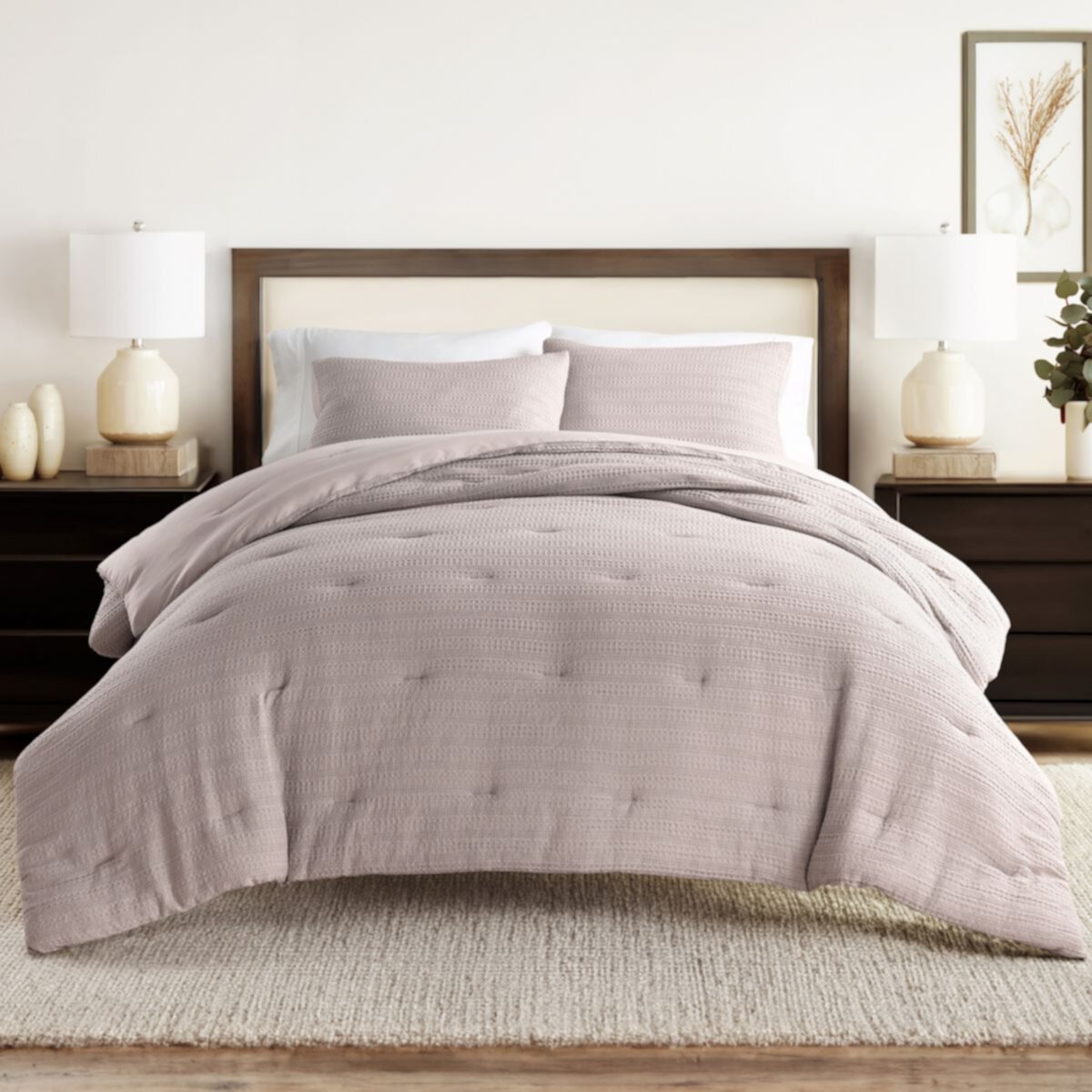 Home Collection All Season Down-Alternative Waffle Textured Comforter Set with Sham Home Collection