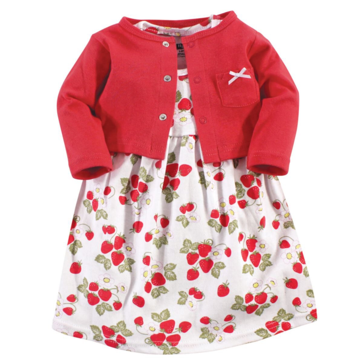 Детский Комплект Одежды Hudson Baby Для Девочек Cotton Dress and Cardigan 2pc Set, Strawberries Hudson Baby