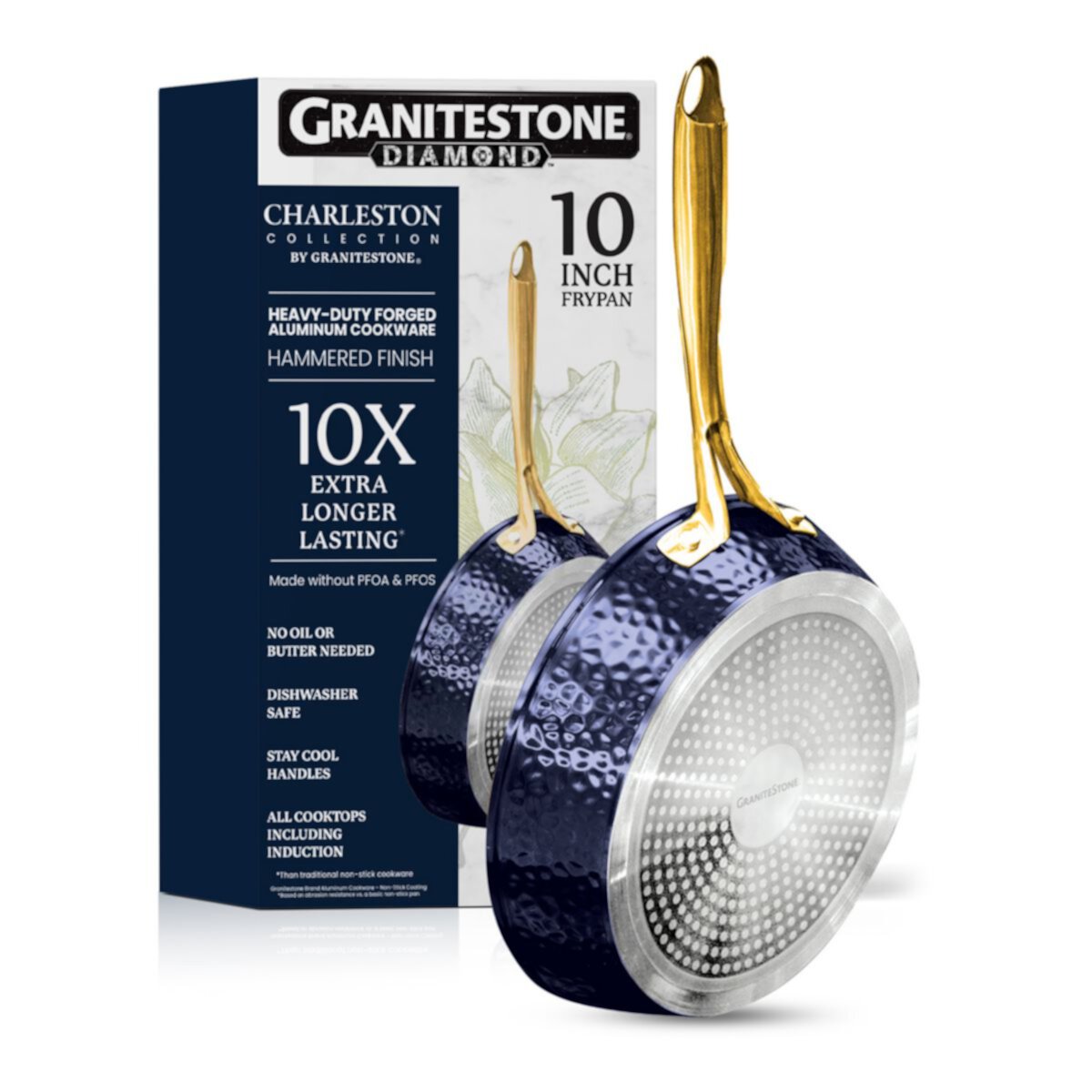 Коллекция Granitestone Diamond Charleston Collection 10-дюймовая кованая сковорода с антипригарным покрытием Granite Stone Diamond
