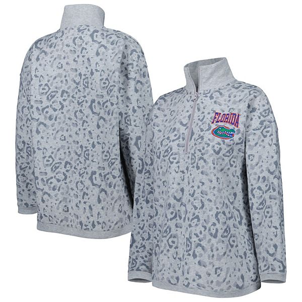 Женский Толстовка Gameday Couture Heather Gray Florida Gators Leopard Quarter-Zip Unbranded