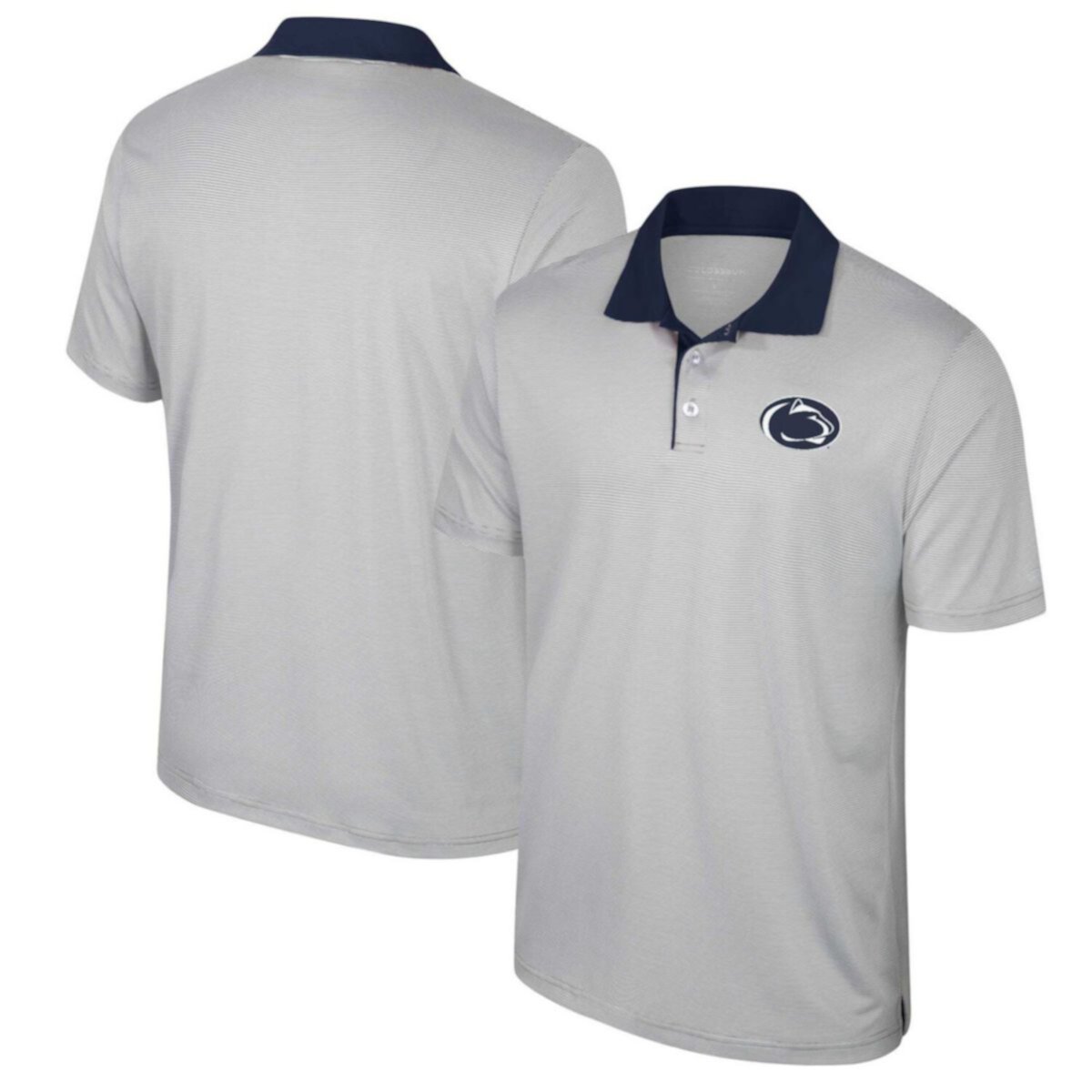 Мужская Футболка Colosseum Серый Penn State Nittany Lions Big & Tall Tuck Striped Polo Colosseum