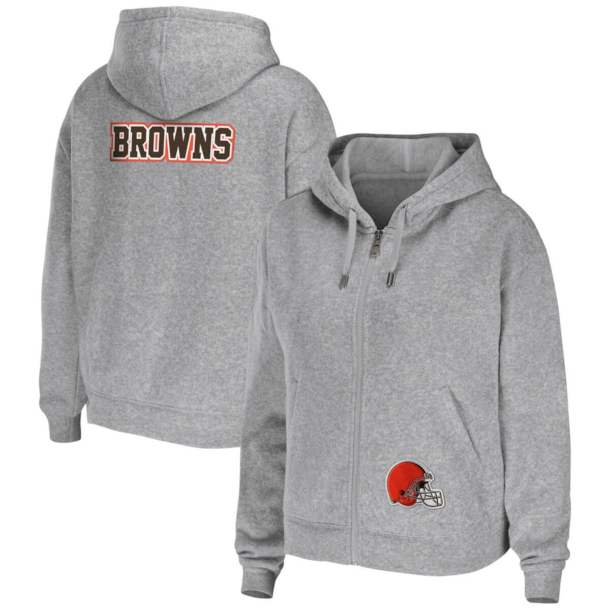 Женская Футболка WEAR by Erin Andrews Светло-серая Худи Cleveland Browns Плюс Размер WEAR by Erin Andrews