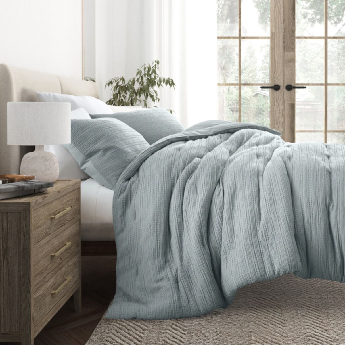 Urban Loft's Waffle Textured 3 Piece Comforter Set All Season Down-alternative Ultra Soft Bedding Urban Loft