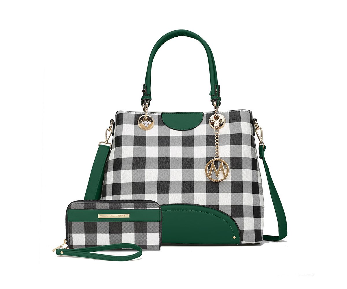 MKF Collection Gabriella Checkers Vegan Leather Handbag with Wallet by Mia K MKF Collection