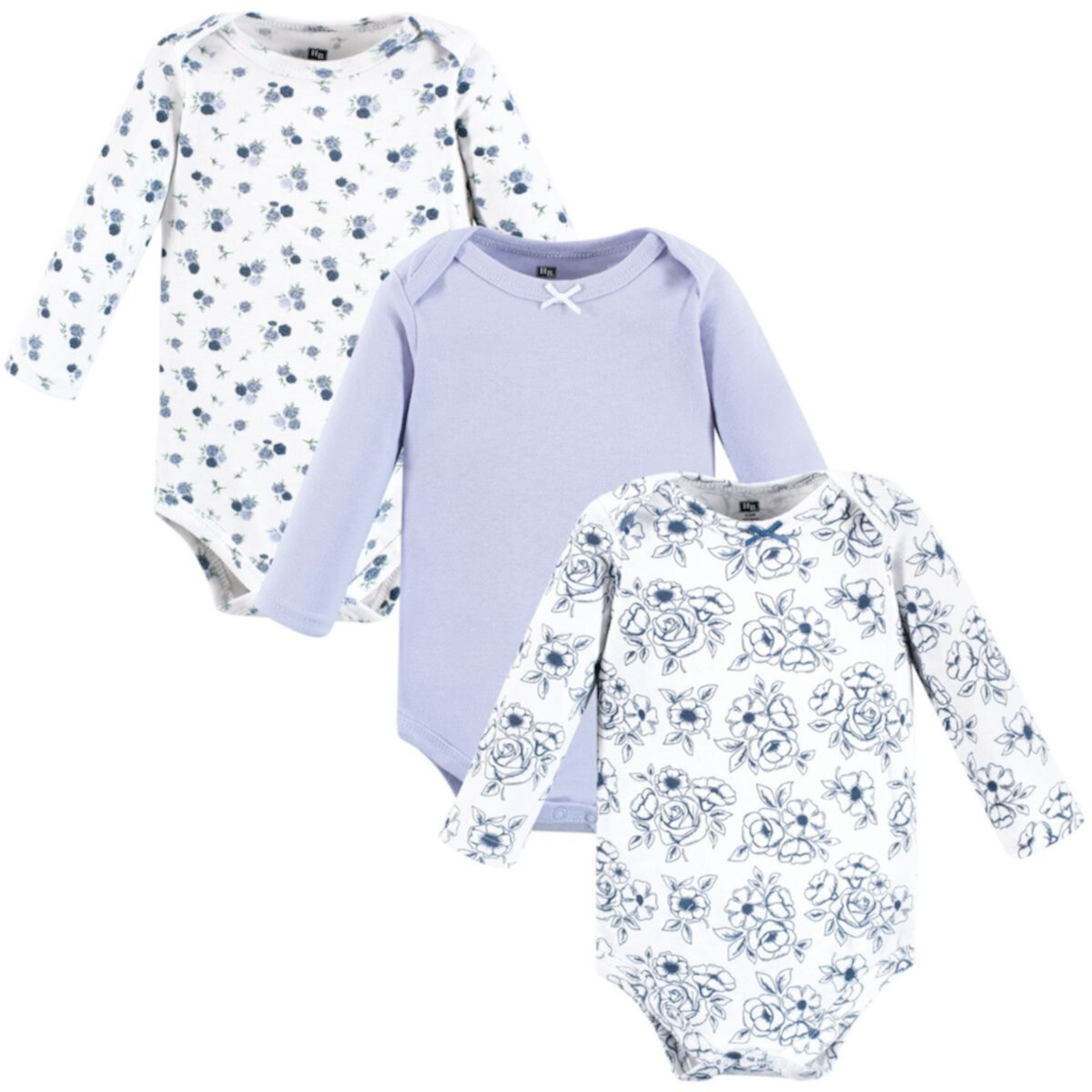 Детские комплекты одежды Hudson Baby для девочек, хлопковые боди с длинным рукавом, комплект из 3 штук, цвет синий Hudson Baby