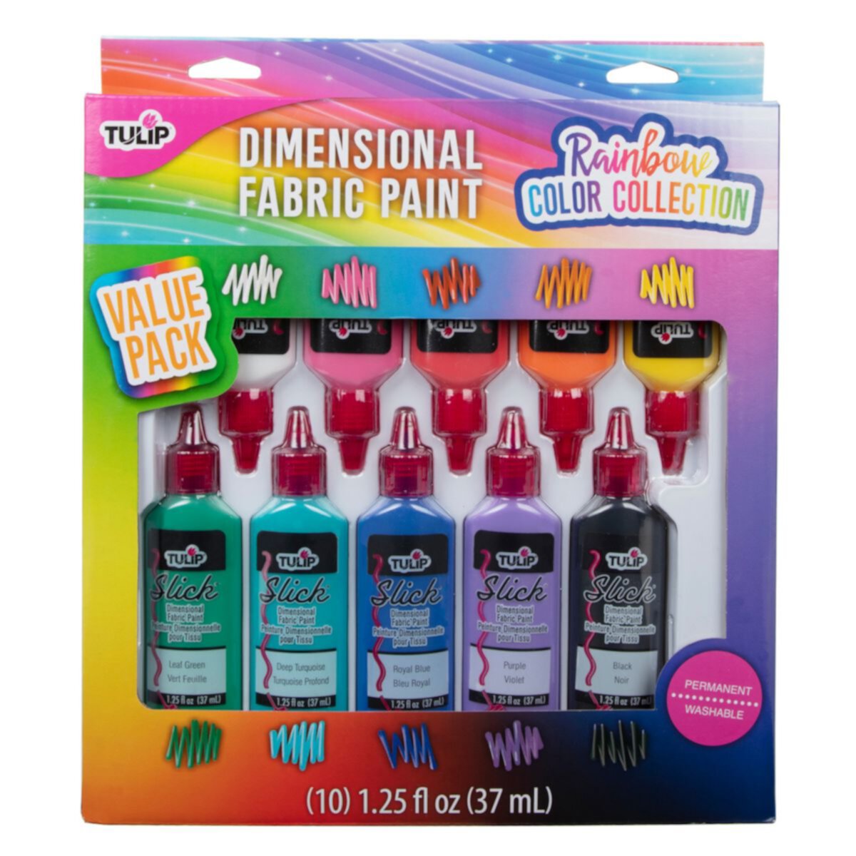 Товар для творчества Tulip 10-Pack Dimensional Rainbow Color Fabric Paint Collection Tulip