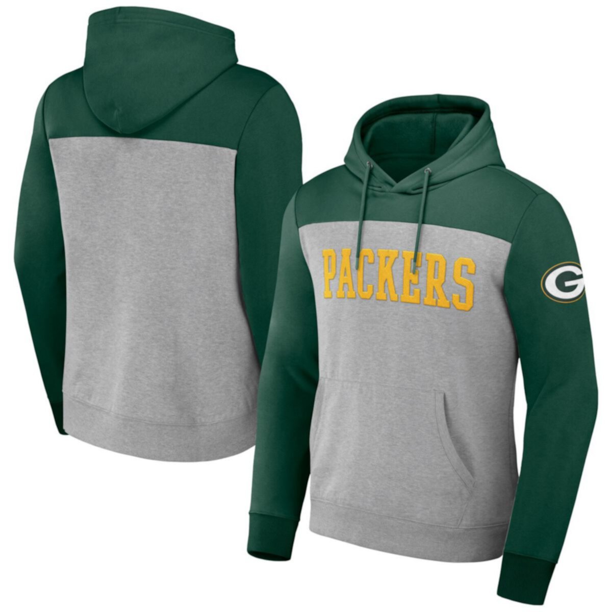 Мужская коллекция NFL x Darius Rucker от Fanatics Heather Grey Green Bay Packers с капюшоном и пуловером с цветными блоками NFL x Darius Rucker Collection by Fanatics