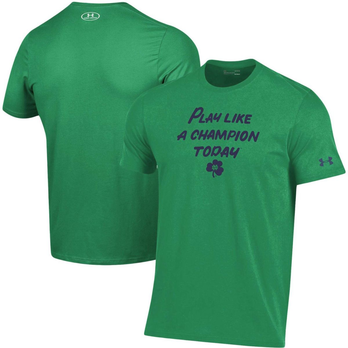Men's Under Armour Heathered Green Notre Dame Fighting Irish Play Like A Champion Today Cotton Performance T-Shirt Under Armour