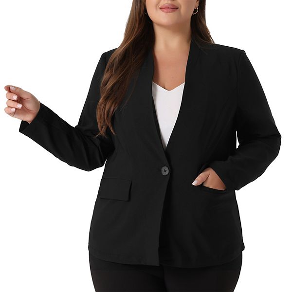 Plus Size Blazers For Women Button 2023 Long Sleeve Office Work Business Suit Blazer Jacket Agnes Orinda