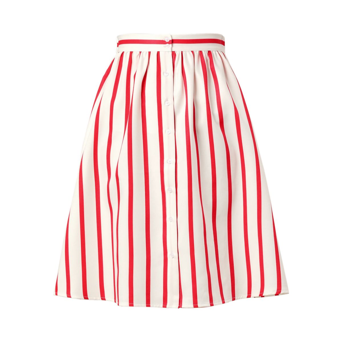 Женская полосатая юбка-миди с пуговицами спереди и эластичной спинкой ALLEGRA K