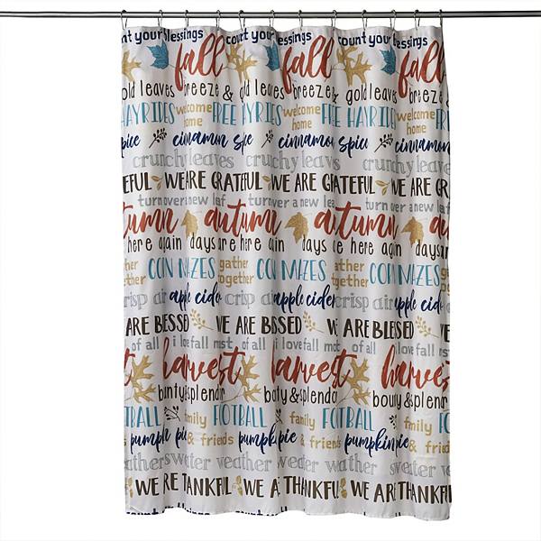 SKL Home Modern Autumn Words Fabric Shower Curtain and Hook Set SKL Home