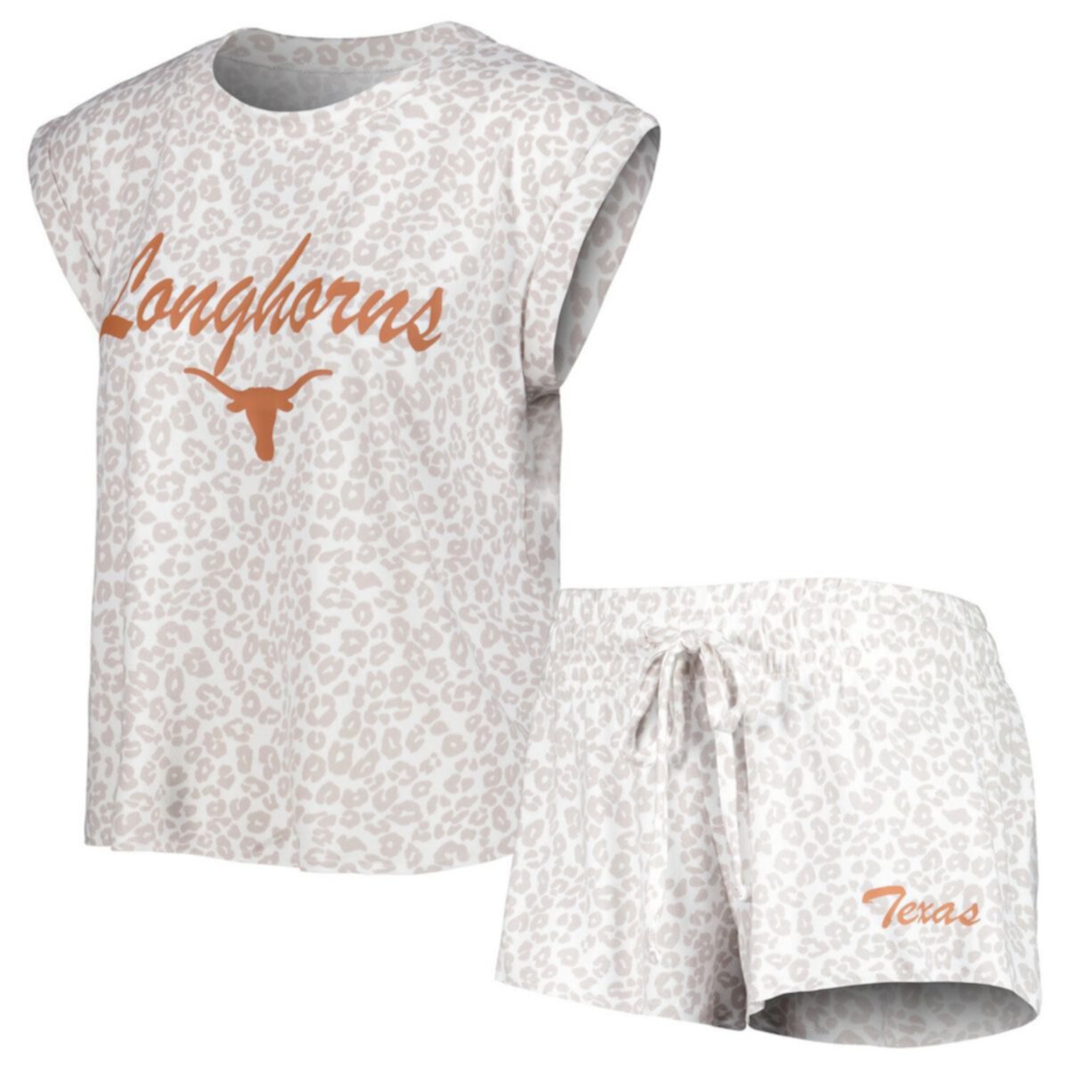Женский комплект для сна с футболкой и шортами Concepts Sport кремового цвета Texas Longhorns Montana Unbranded