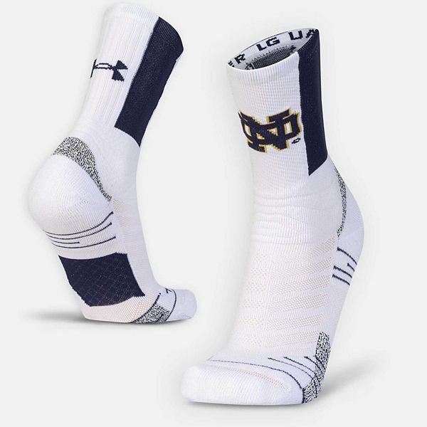 Белые мужские носки Under Armour Notre Dame Fighting Irish Playmaker, размер L, с влагоотводящей тканью Under Armour