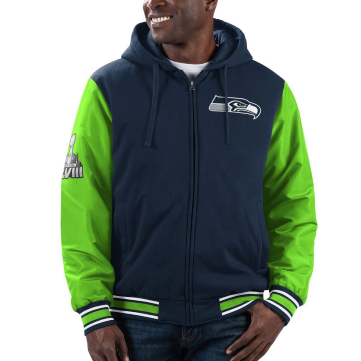 Мужская Толстовка G-III Sports by Carl Banks Seattle Seahawks Player Option на молнии In The Style