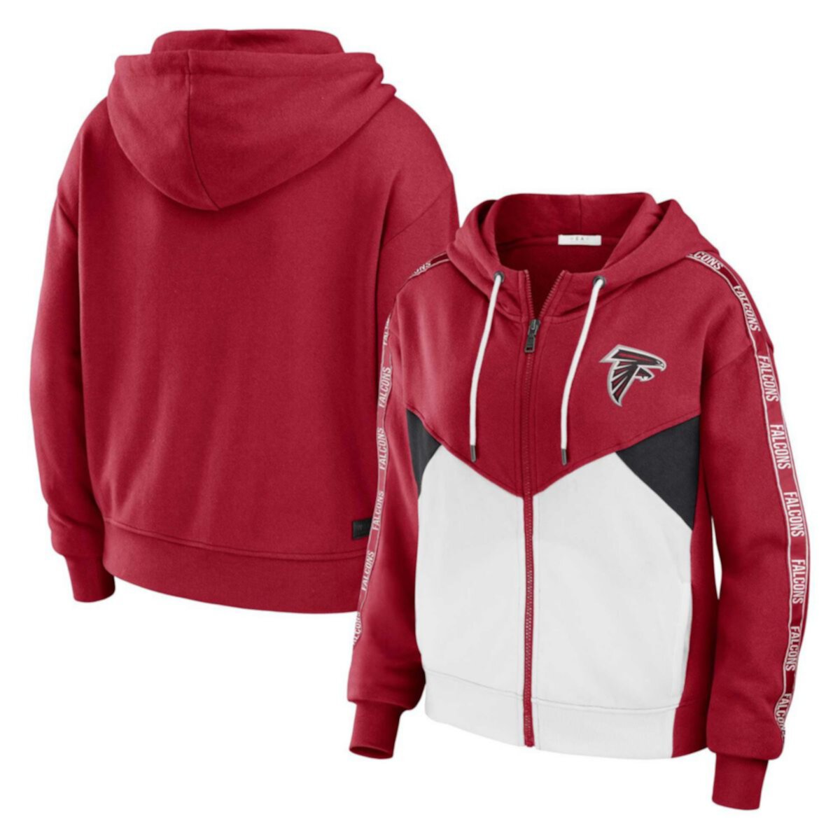 Женская Футболка WEAR by Erin Andrews Красная/Белая Atlanta Falcons Плюс Размер Color Block На Молнии WEAR by Erin Andrews