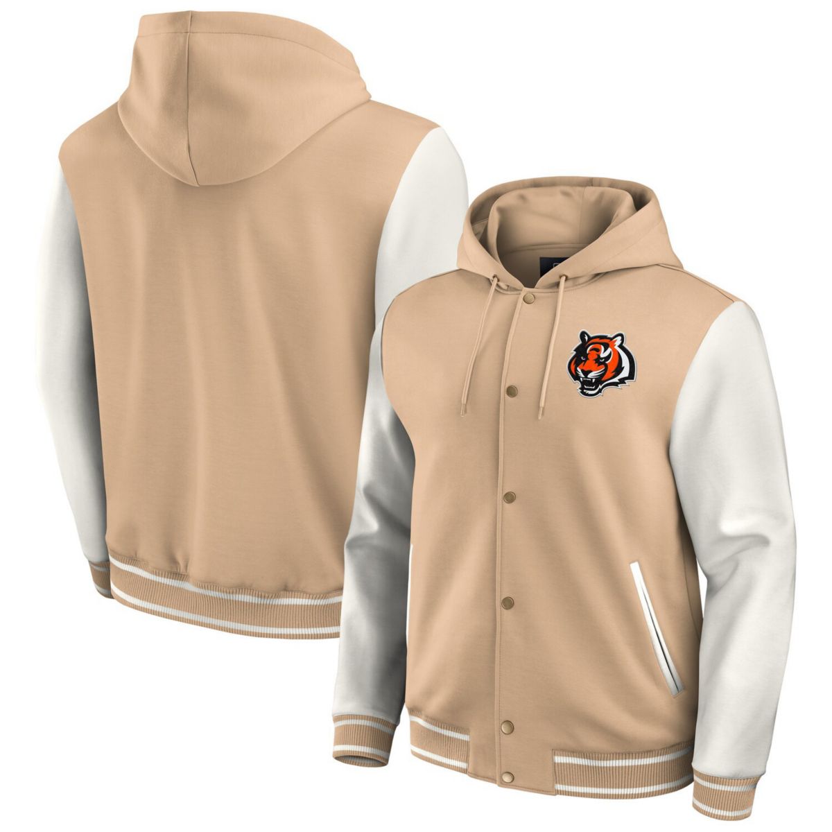 Men's Darius Rucker Collection by Fanatics Tan Cincinnati Bengals Baseball Full-Snap Tri-Blend Hoodie Jacket Darius Rucker Collection by Fanatics