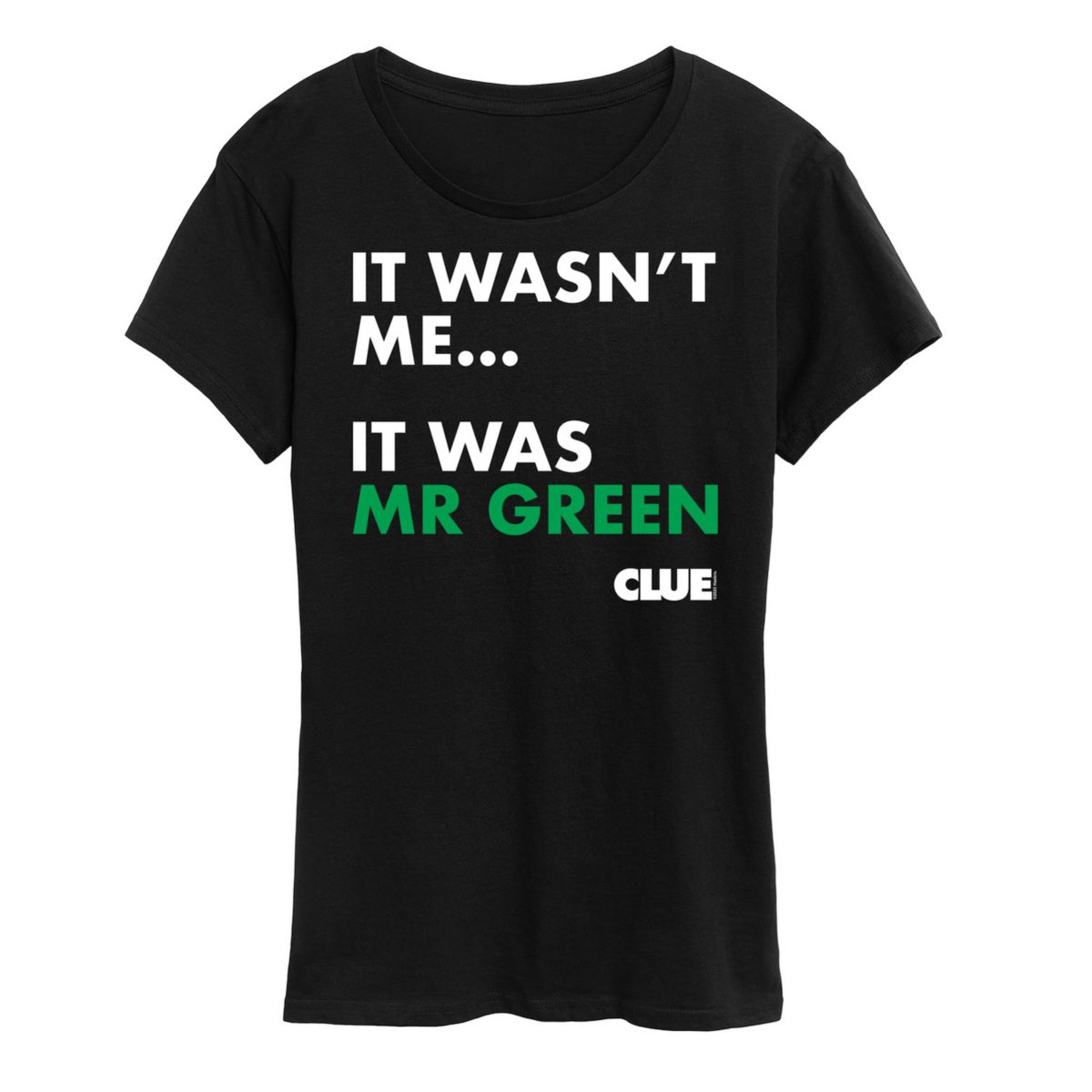 Женская футболка Clue It Was Mr. Green с графическим рисунком HASBRO