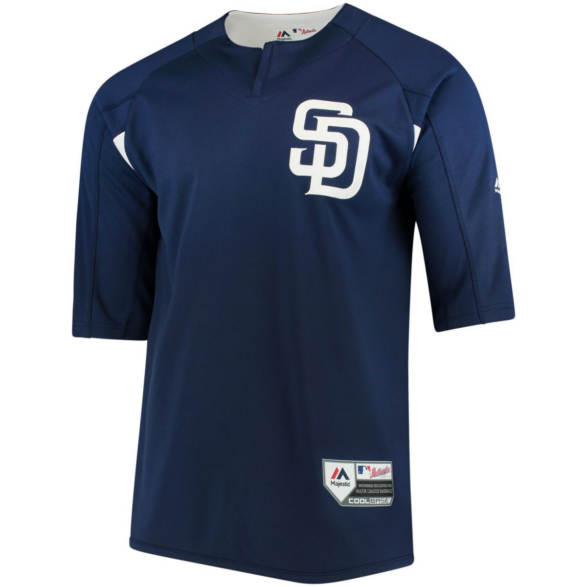 Мужской трикотаж Majestic темно-синий/белый San Diego Padres Authentic Collection с рукавами 3/4 для тренировок ватин Majestic