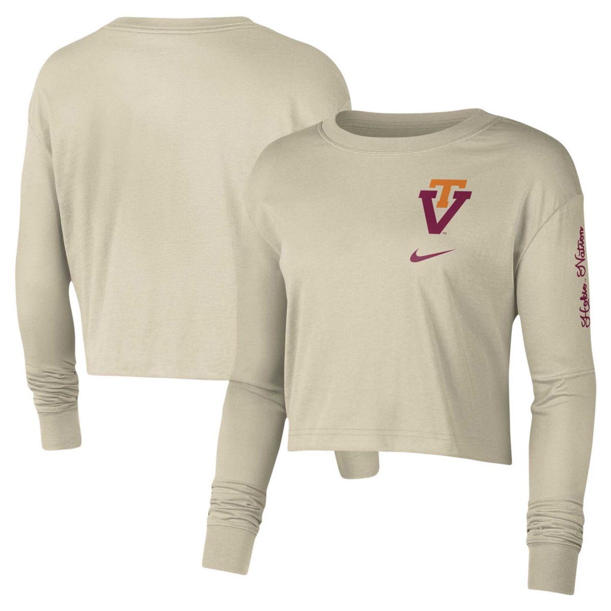 Женская Футболка Nike Cream Virginia Tech Hokies Varsity Letter Nike