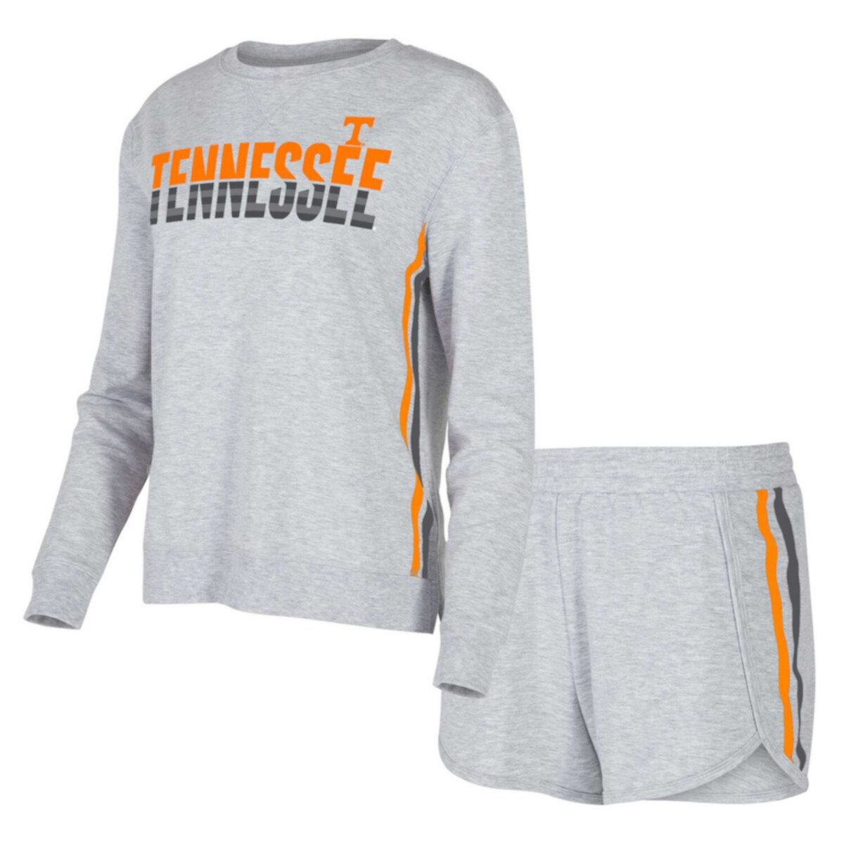 Женский комплект для сна с длинными рукавами и шортами Concepts Sport, серая футболка Tennessee Volunteers Cedar Tri-Blend Unbranded